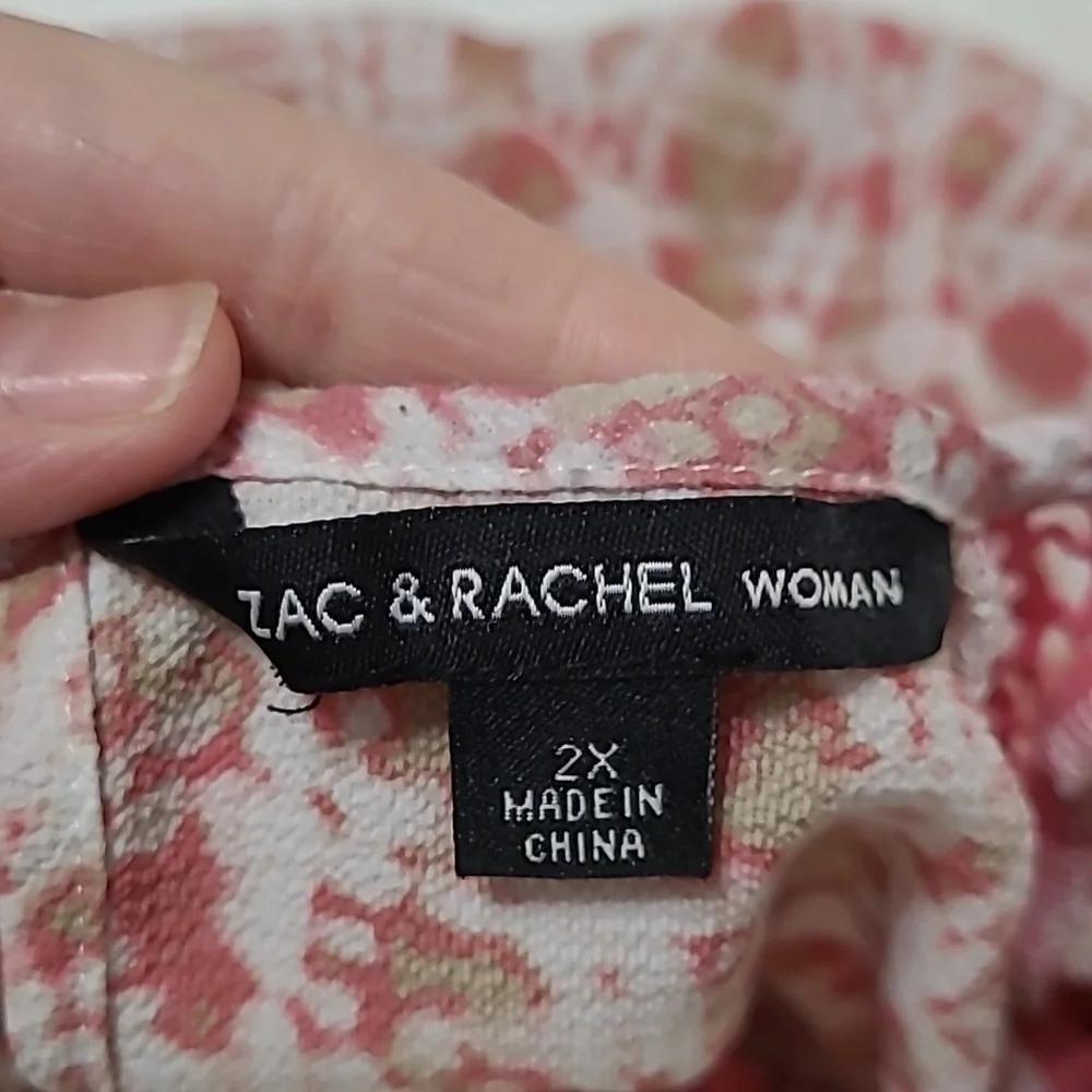 Zac & Rachel Blouse with Smocked Shoulders & Crochet Detail size 2X